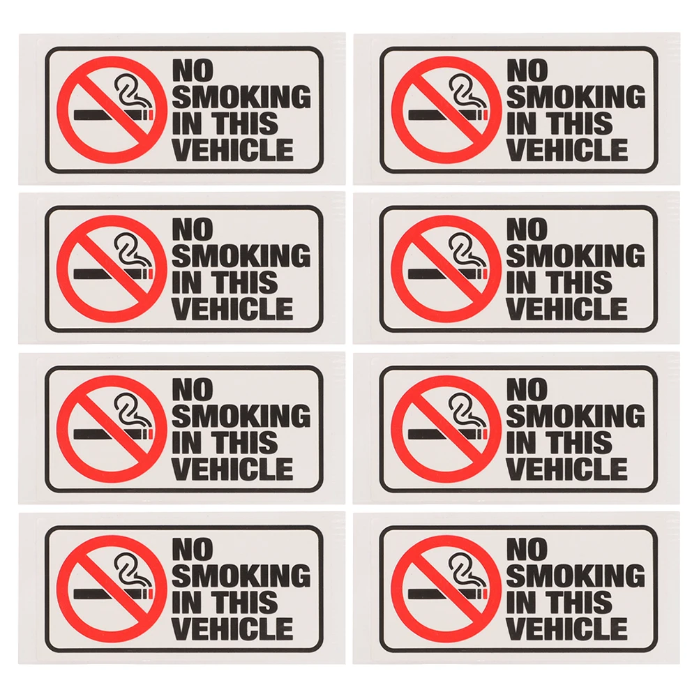 8 Pcsno Water Proof Smoking Sticker Stickers Copper Plate Anti-smoking Vehicle Label