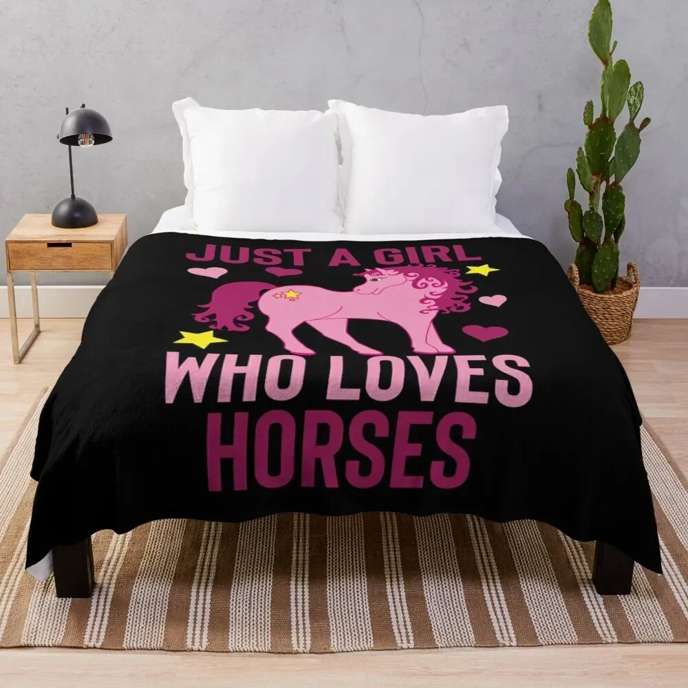 

Just A Girl Who Loves Horses Throw Blanket Soft Cozy Blanket for Pet Kids Adults