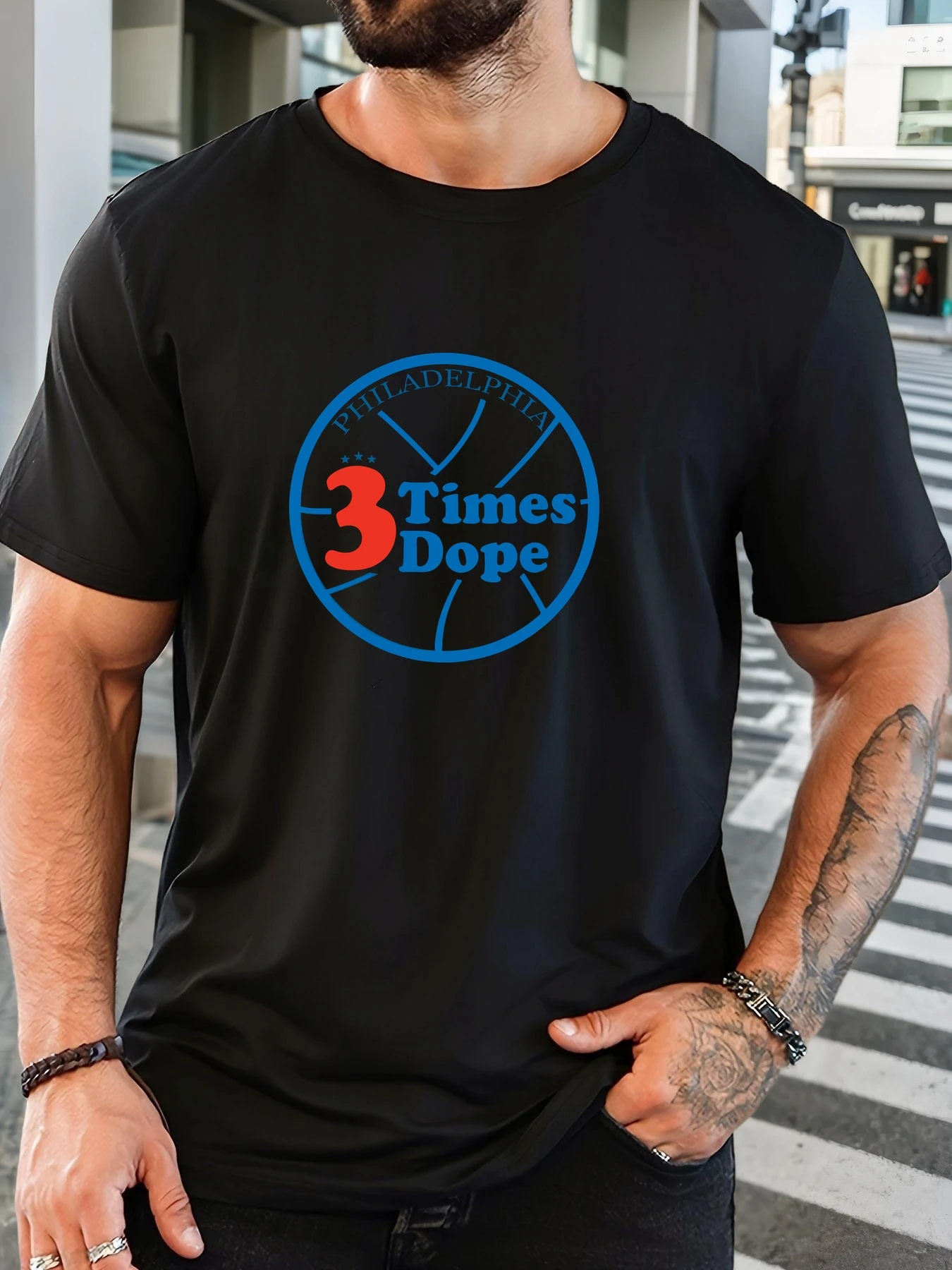 

Men's 100% Cotton Printed T-Shirt 3 Times Dope Pattern Summer Casual Oversized Round Neck Short Sleeve Comfortable Daily Tee