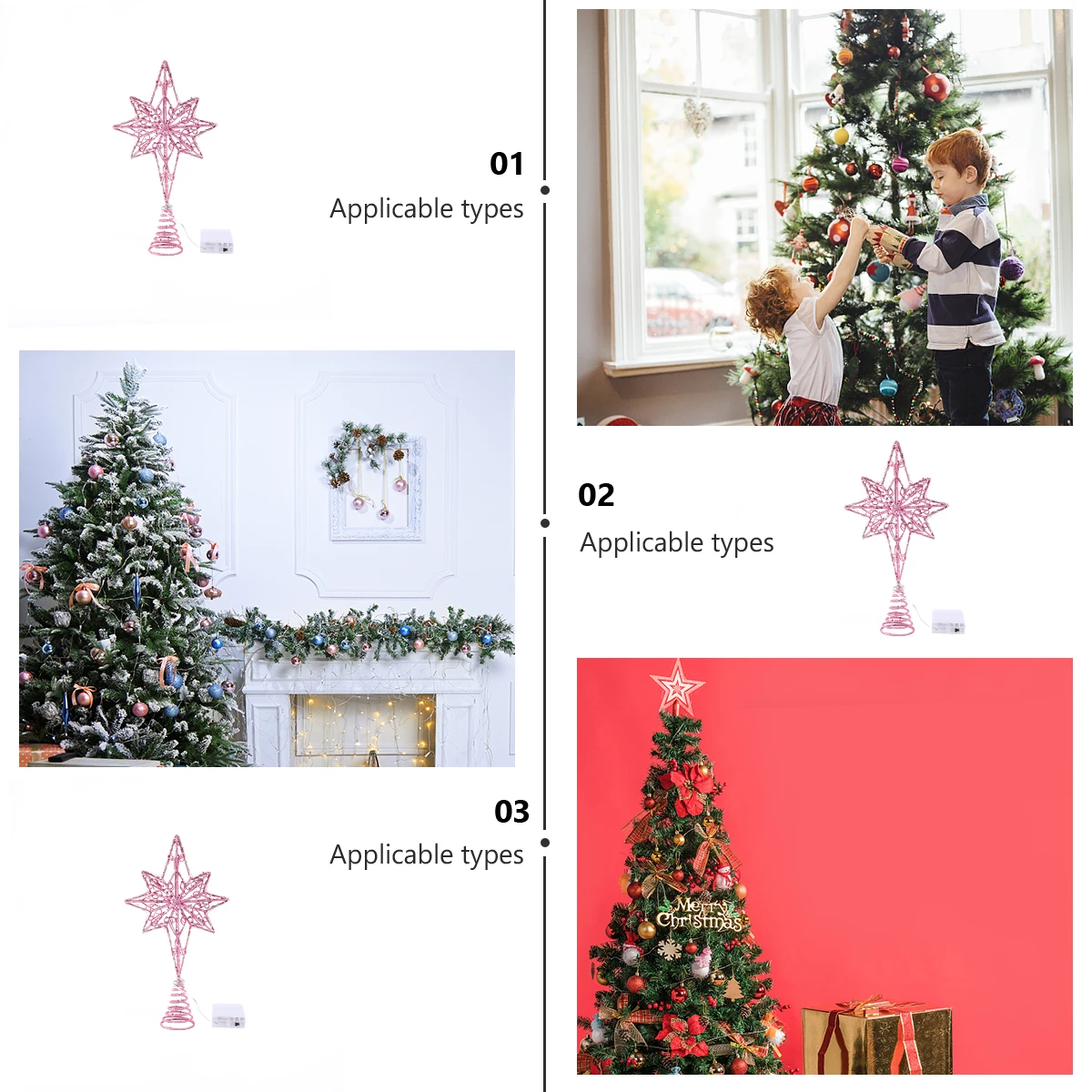 

Tree Top Star Christmas Decor Metal Star Festival Treetop Hollowed Desktop Lights Party Supplies Christmas Tree Topper