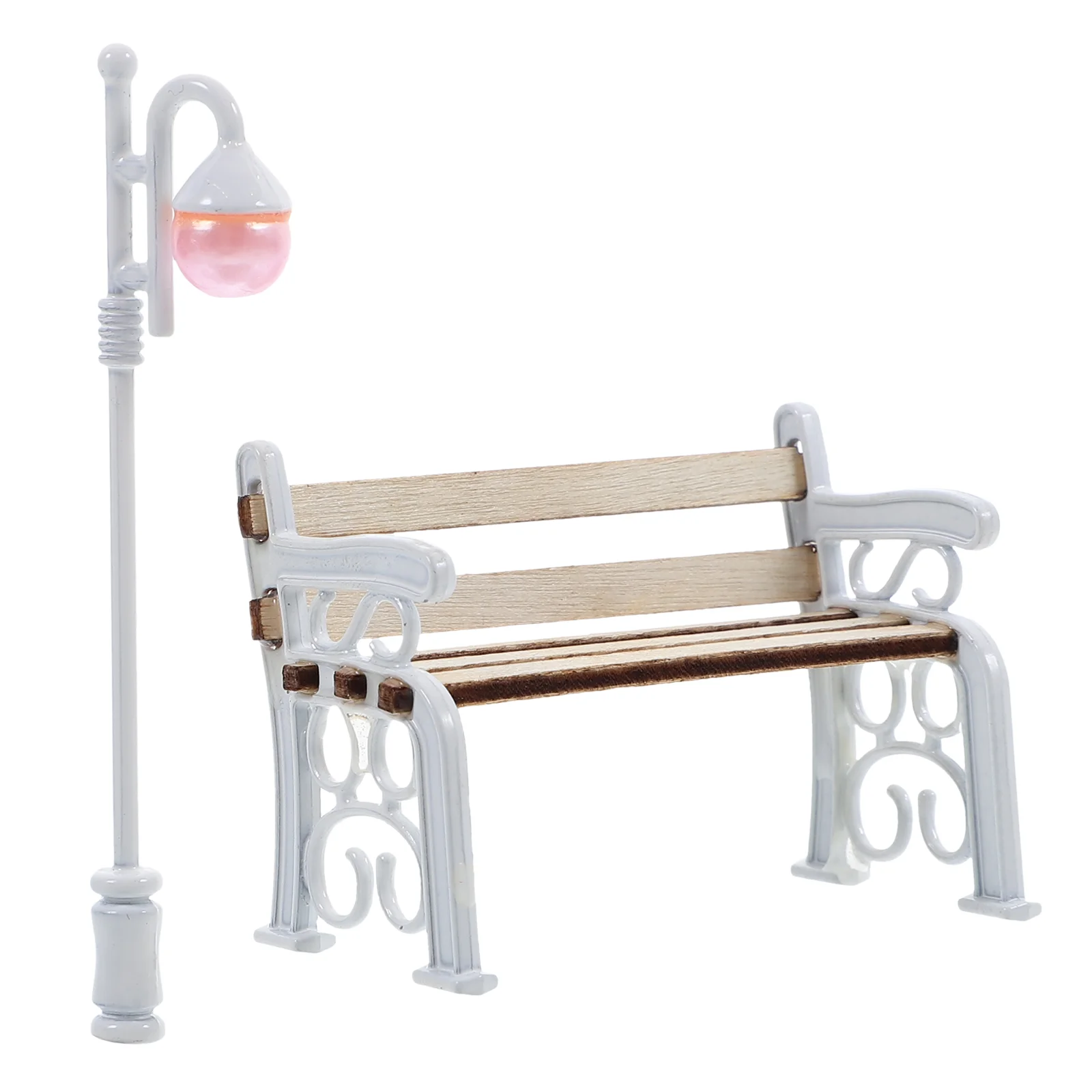 

Miniature Park Set Chair Decor Street Light Bench Model House Furniture Micro Landscape Lamp