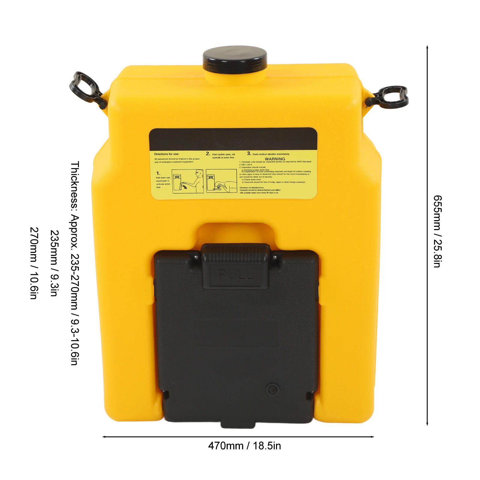 壁掛け洗眼器 安定した耐食性 詰め替え可能なポリエチレン 53L 研究室用緊急洗眼器