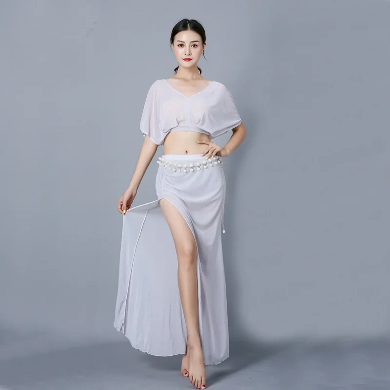 Customized Belly Dance Costumes Female Sexy Slit Long Skirt Performance Suit Practice Set Top and Skirt