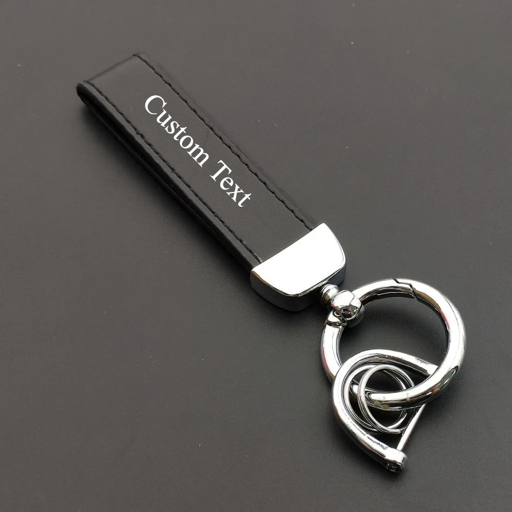 Custom Personalized Leather Keychain Laser Engraved Name Text Car Key Ring for Men Motorcycle Backpack Stainless Steel Gift