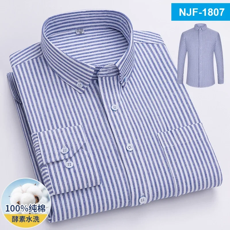 Incontra l'ultima camicia a quadri a maniche lunghe quattro stagioni da uomo in cotone Oxford textile camicia casual da uomo in cotone sciolto top Joker