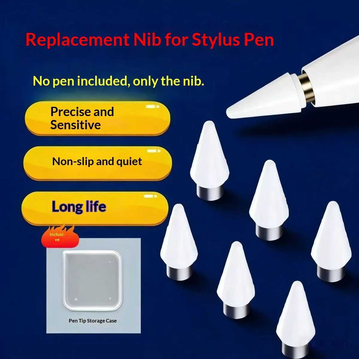 

Replacement Pen Tip for Capacitive Pen, Wear-Resistant, Silent Touch Screen Pen Replacement Tip, Long Pen Shaft Replacement, Fine Tip Pen Replacement for Tablet, Flat Replacement Tip