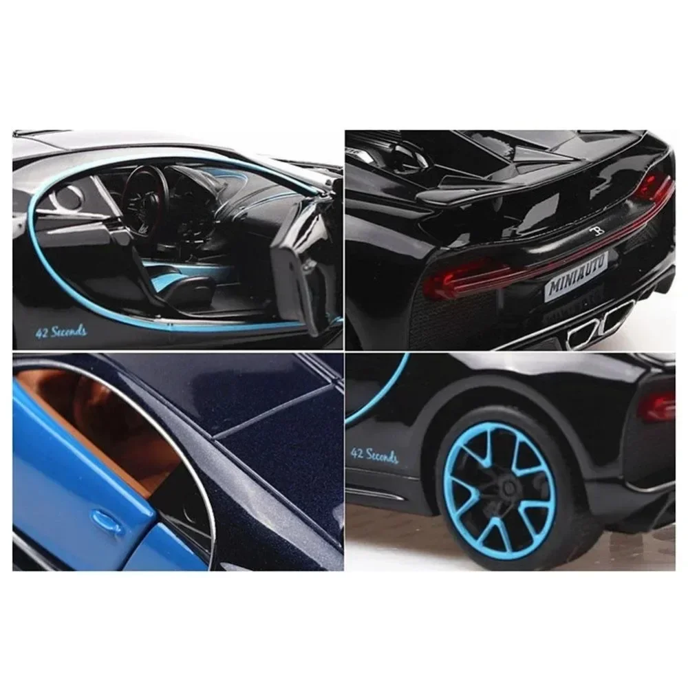 1:32 Bugatti Chiron Auto Modell Legierung Diecast Spielzeug Metall Supercar Sound Licht Zurückziehen Türen Geöffnet Weihnachten Geschenke für Kinder