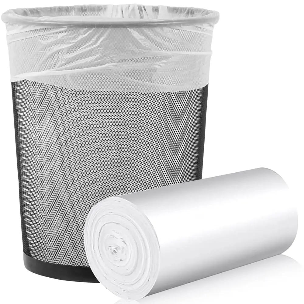

Medium Trash Bags, 6-8 Gallon White Garbage Bags Trash Can Liners for Bathroom, Bedroom, Office, Unscented (50 Count)