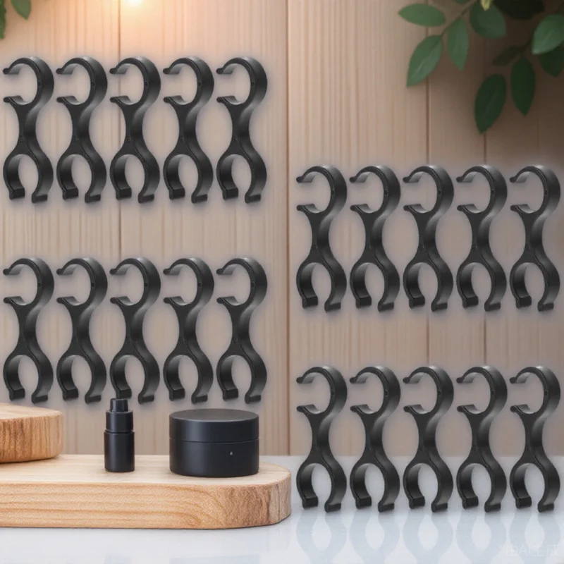 

20pcs Plastic Walking Stick Clips Trekking Pole Carabiner Buckles Lightweight Durable Portable Black Fence Panel Accessories