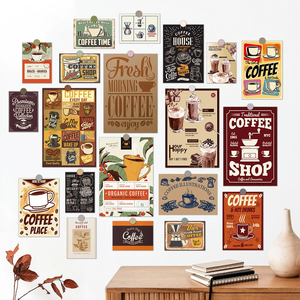 

《Retro style coffee moment poster》Retro Style Coffee Moment Poster Art Print for Cafe Home Kitchen Wall Decor Inspiration