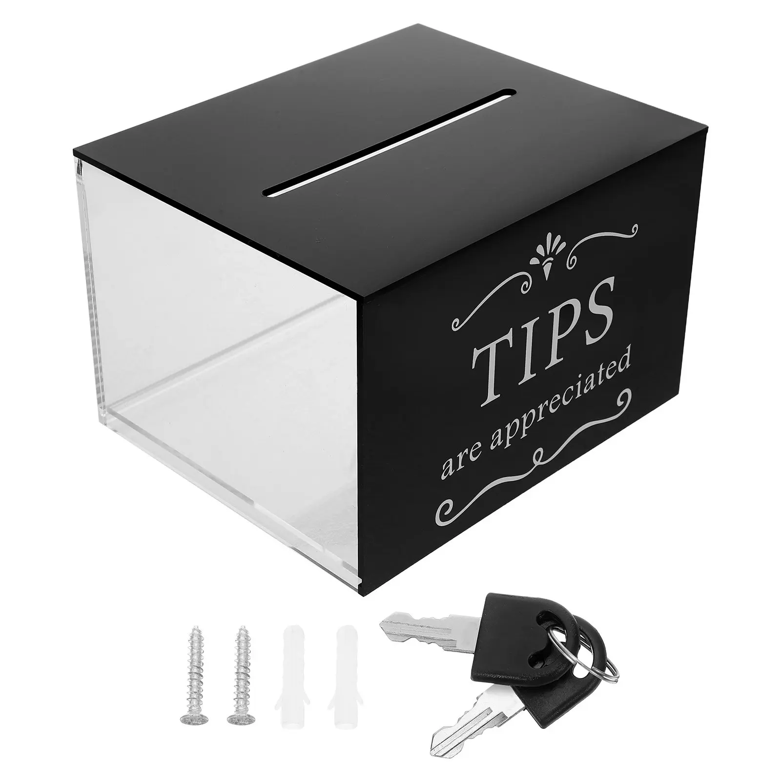 Lockable Acrylic Transparent Tip Jar Money Box for Restaurants Bars Cafes Donations Fundraising Collection Tip Jar
