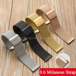 0.6mm Mesh Watch Band for DW for Omega Milanese Stainless Steel Strap Men Quick Release Bracelet 12/14/16/17/18/19/20/21/22/24mm