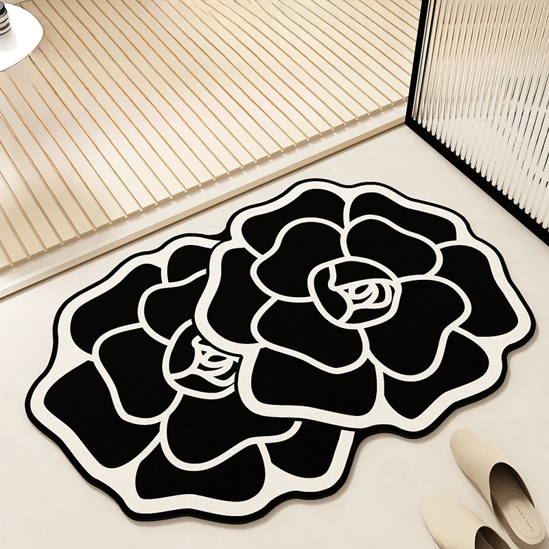 Light luxury French carpet bathroom floor mat toilet toilet toilet door toilet non-slip mat absorbent foot pad diatom mud