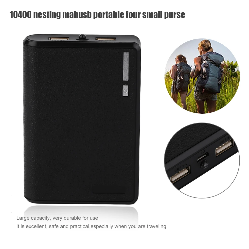เปลือกแบบพกพาความจุขนาดใหญ่10400มิลลิแอมป์4x18650แบตเตอรี่แบตเตอรี่สำรองภายนอกชาร์จแบตเตอรี่โทรศัพท์มือถือเปลือกหอย