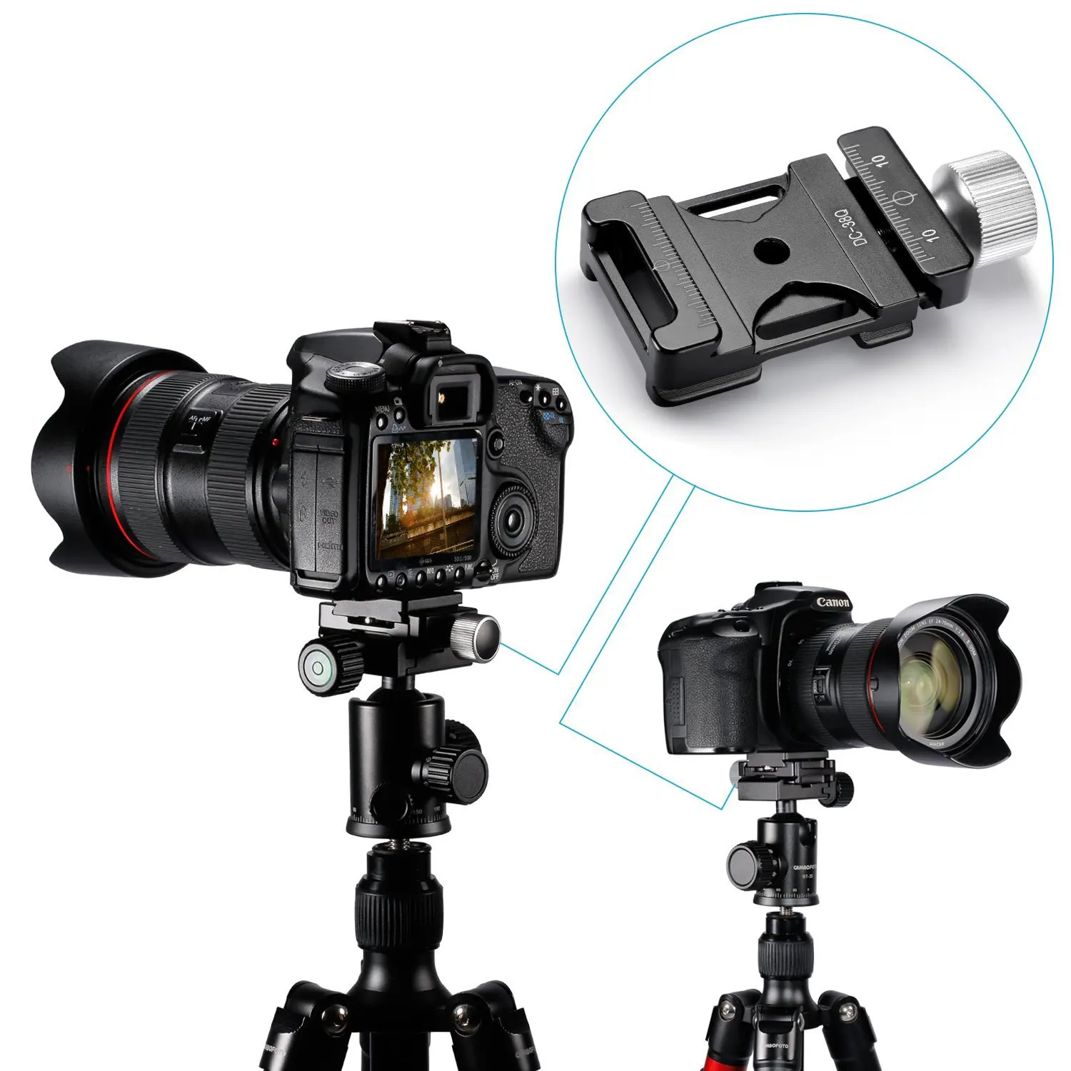 Neewer アルミニウム スクリュー ノブ クランプ QR プレート用互換ミニ クイック リリース クランプ (38mm)