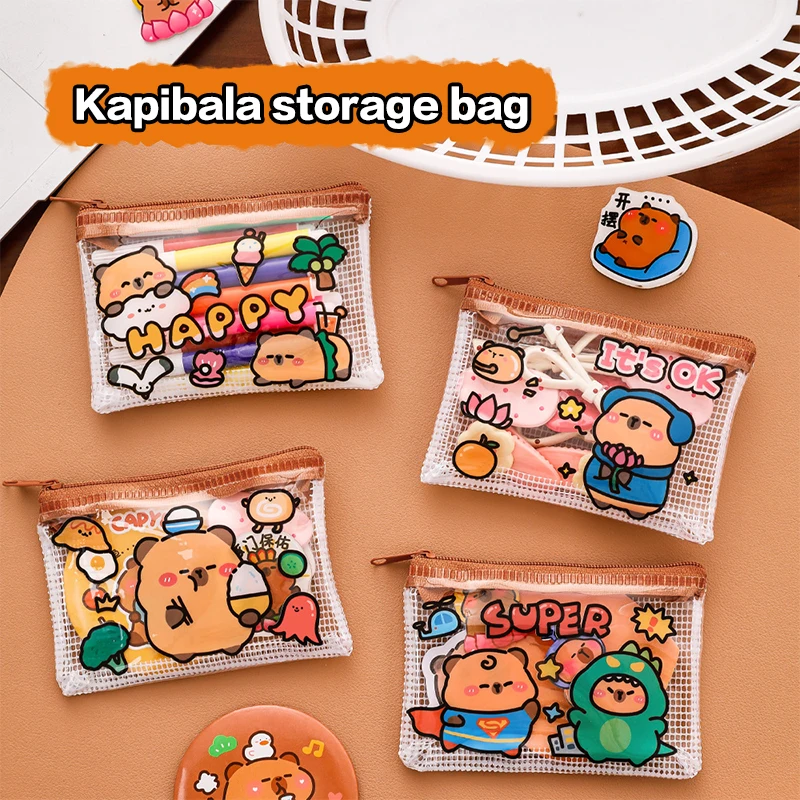 

Мини-кошелек с изображением капибары и нуля для женщин, легкий модный портативный рюкзак для хранения наушников с губной помадой, милый кошелек для монет