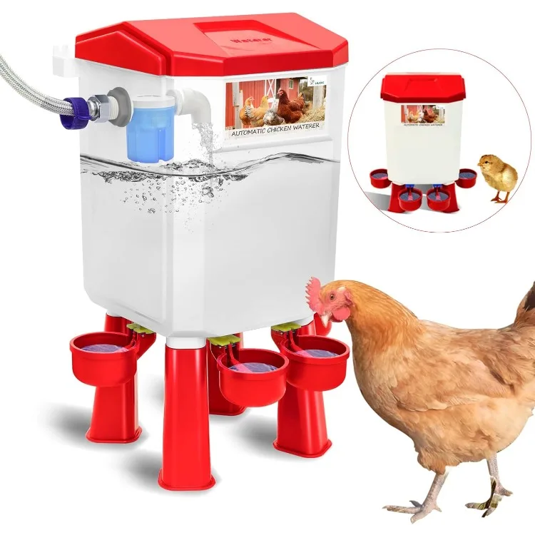 

Controlled Automatic Chicken Waterer for Continuous Fresh Water, Self Filling Chicken Waterer with 60 Inch Water Hose