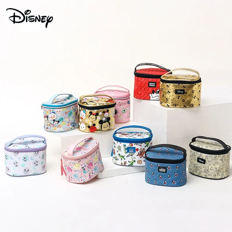 

New Genuine Disney Girls PU Makeup Bags Mickey Minnie Princess Stationery Box Cosmetic Bags Girls Birthday Gift Beauty Bag