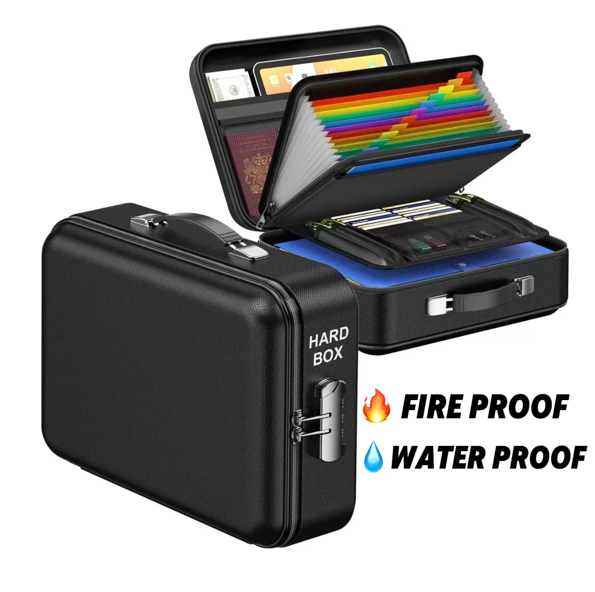 

New Fireproof Document Box Hard Box Document Bag with Lock 3-Layer Fire Proof Waterproof Safe Bag for File Passport Certificates