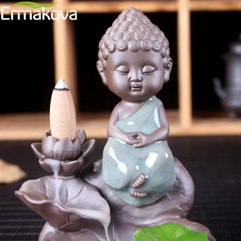 ERMAKOVA Ceramic Stick Incense Burner Backflow Cone Incense Holder for Aromatherapy Home Meditation Yoga Spa Aromathe Decoration