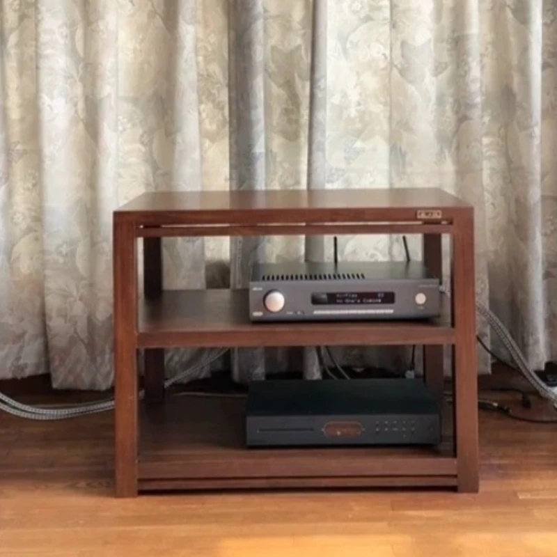 Multi-Level Stereo Rack - Heavy Duty Speaker Stand, Retro Style AV Equipment Cabinet for Turntable Receiver Floor Storage