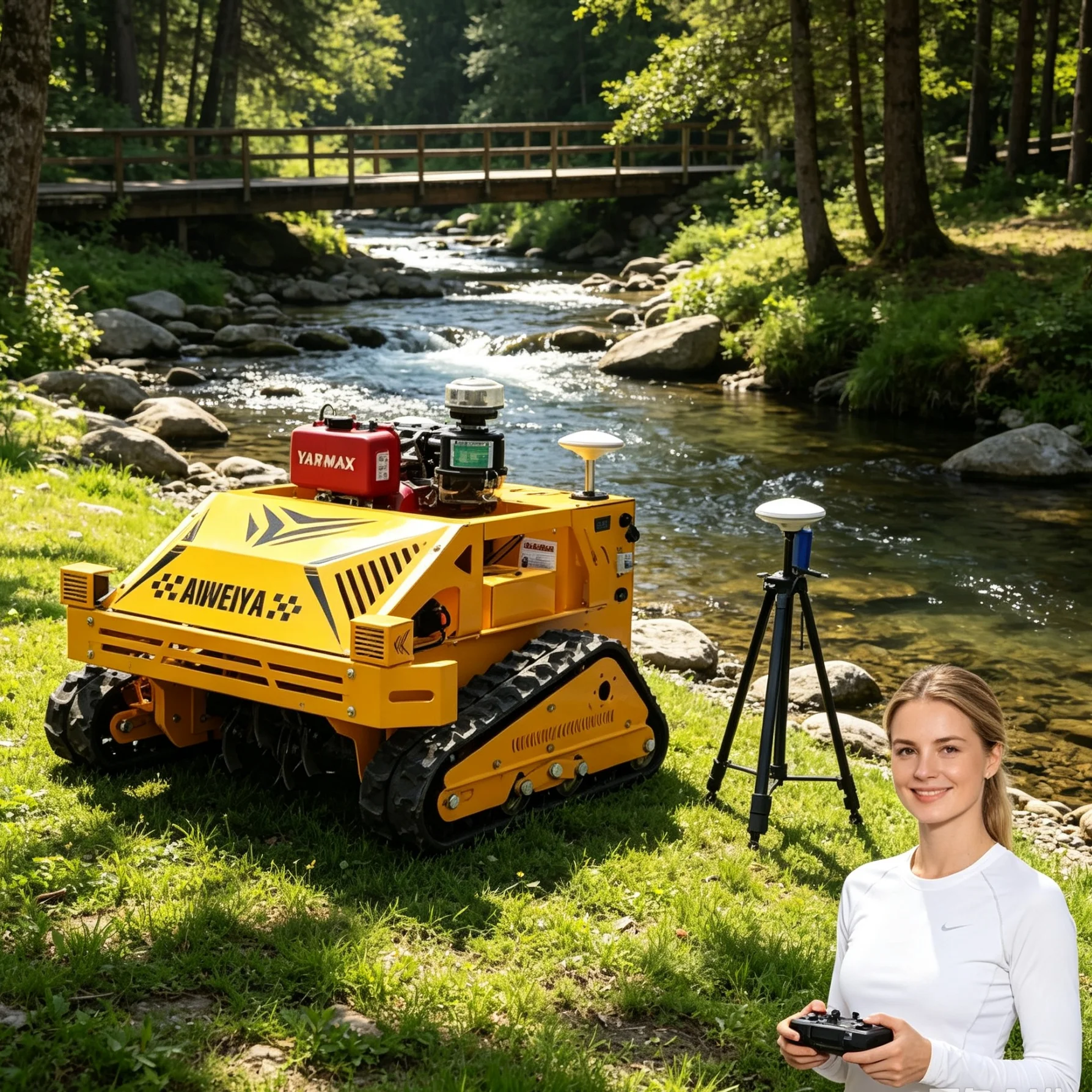 Customized Wide Open Hilltop Grass Fields 550S GPS Intelligent Lawn‑Mowing Machine, Advanced GPS Route Planning Reduces Manual