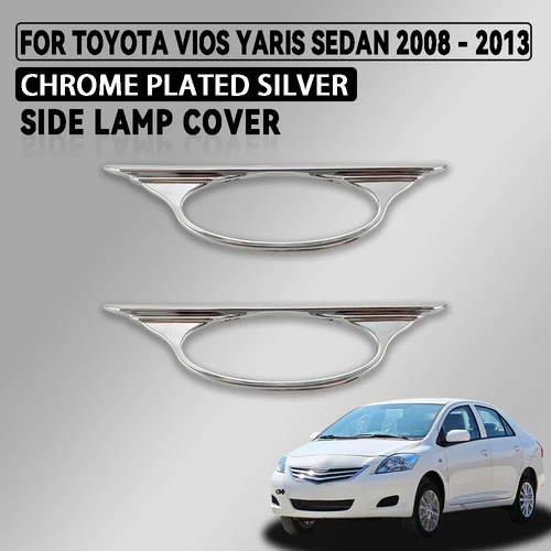 2 uds. Cubierta de lámpara lateral de coche plateada cromada embellecedora para Toyota Vios Yaris Sedan 2008 - 2013 accesorios de coche decoración Exterior