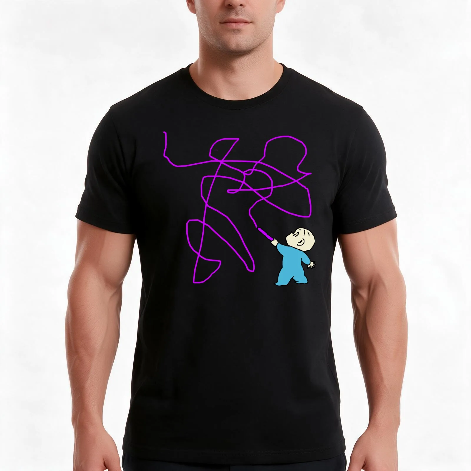 Harold and the purple crayon T-Shirt, Summer Casual Cotton Tee, Oversized Streetwear Tops, Vintage Graphic Print, 100% Cotton