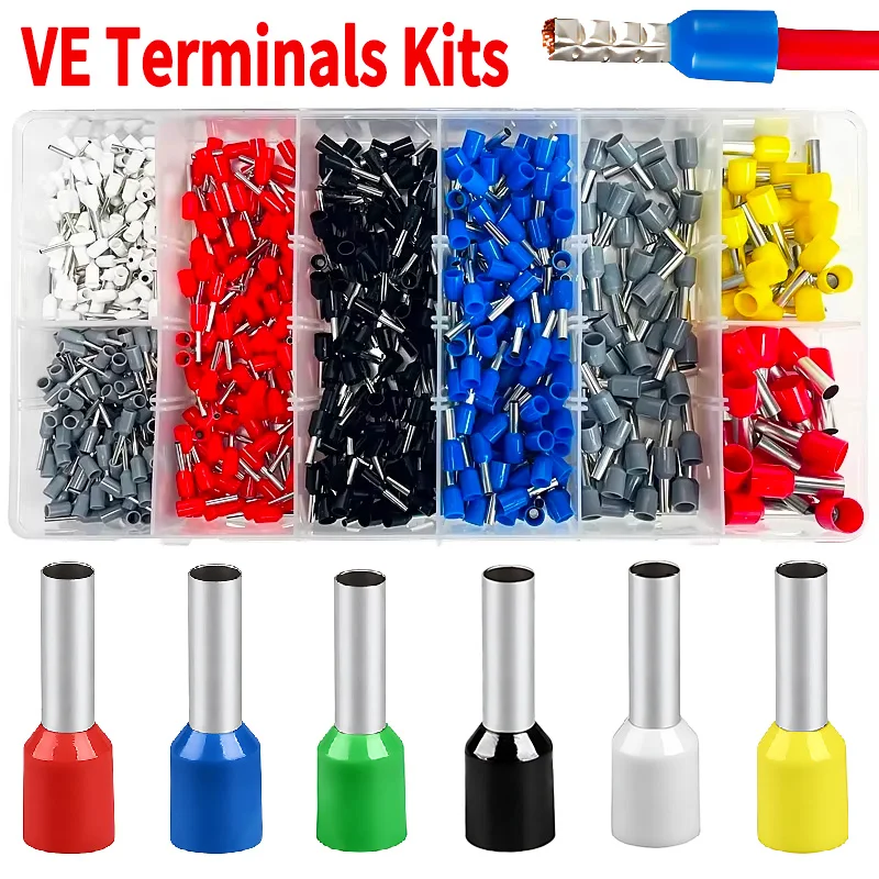 Pre-Insulated E0508/E7508 Crimp Terminals 200-1900Pcs | Ring Connectors for DIY & Professional Use​