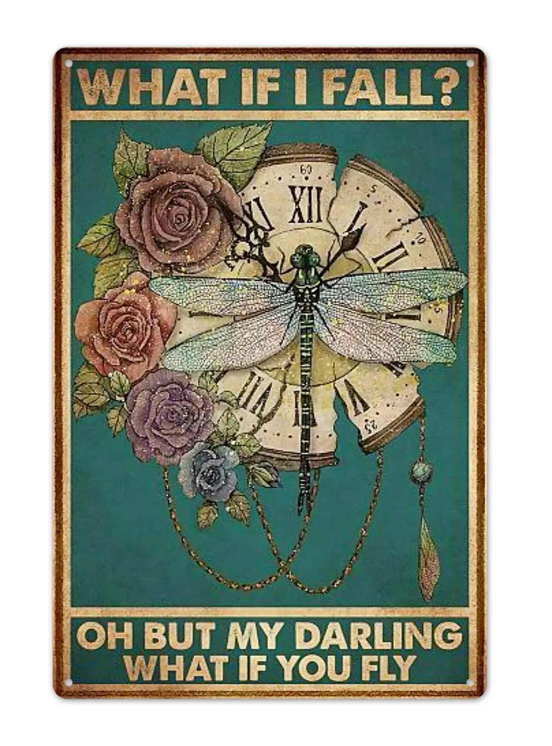 What If I Fall？Oh But My Darling What If You Fly Vintage Metal Tin Signs Home Bar Kitchen Hotel Office Bedroom Living Room Cafes