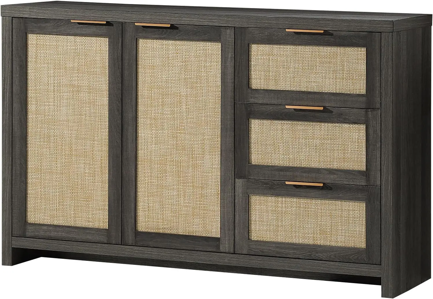 Kitchen Storage Cabinets, Buffet Cabinet with Storage Rattan Sideboard Cabinet Organizer 3 Drawers and 2 Doors Accent Console Ta