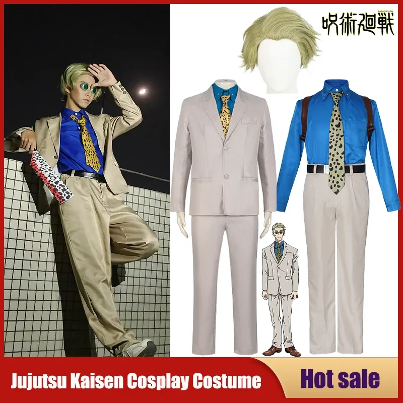 

Anime jujutsu Kaisen cosplay Nanami Kento wig shirt coat pants costume Seven Seas founder Carnival party role play con suit @ 0z