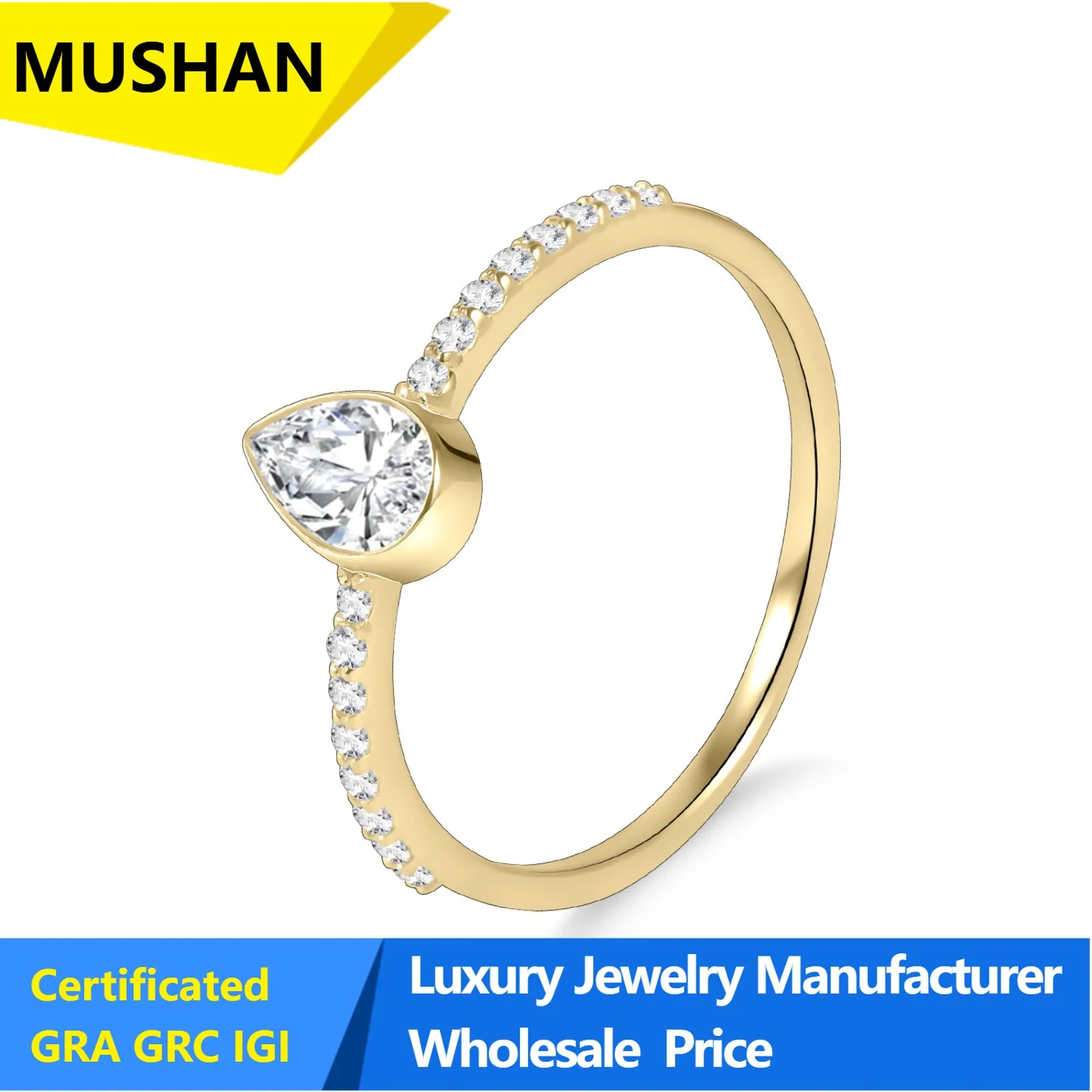 MUSHAN Luxury 925 Sterling Silver Jewelry Factory Women's Simple Retro Trendy Bag Set Cultivated Diamond Ring