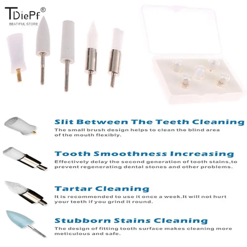 5Pcs/Box Tooth Polisher Whitening Electric Teeth Remover Stain Plaque Head Replacement Electric Tooth Polisher head