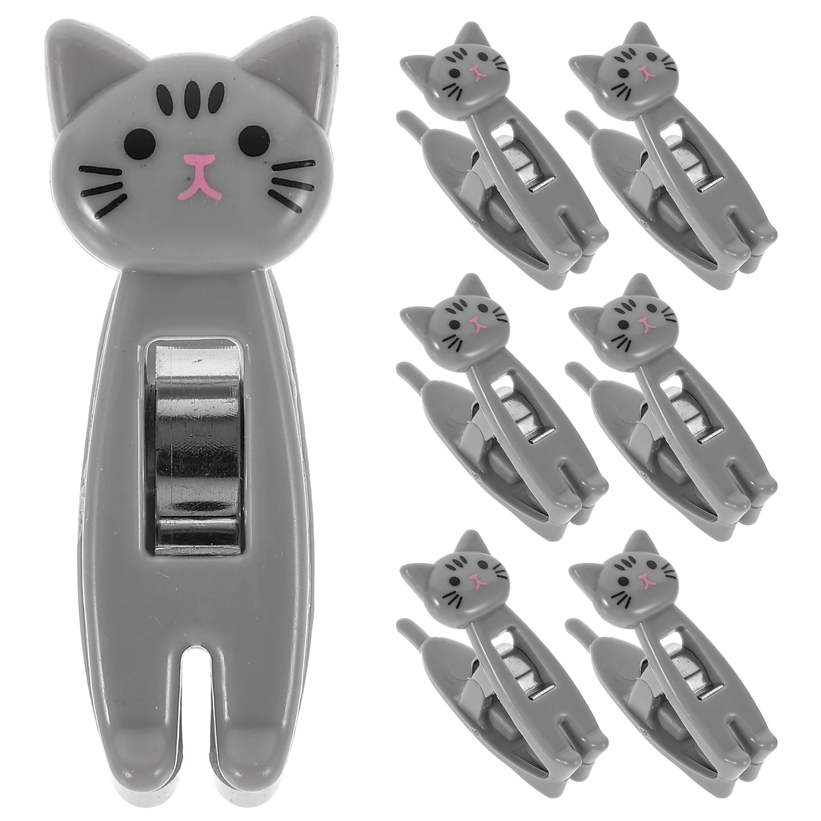 6 Pcs Cat Drying Clip Small Carabiner Decor Pins Chip Clips Bag Food Photo Message Sealing Towel Plastic Clothespin Desktop