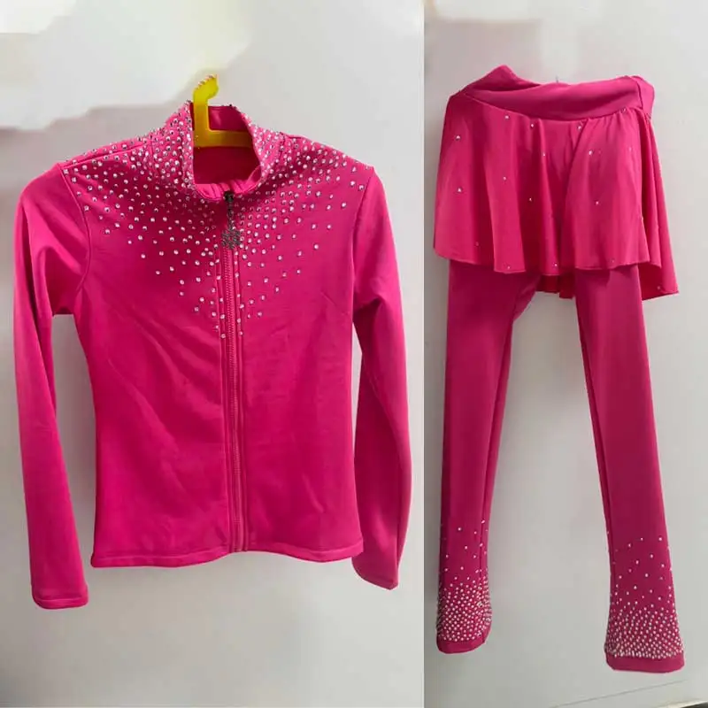 Figure skating training suit, girls' ice skating suit, four season version, adult high elasticity and plush hip protection set