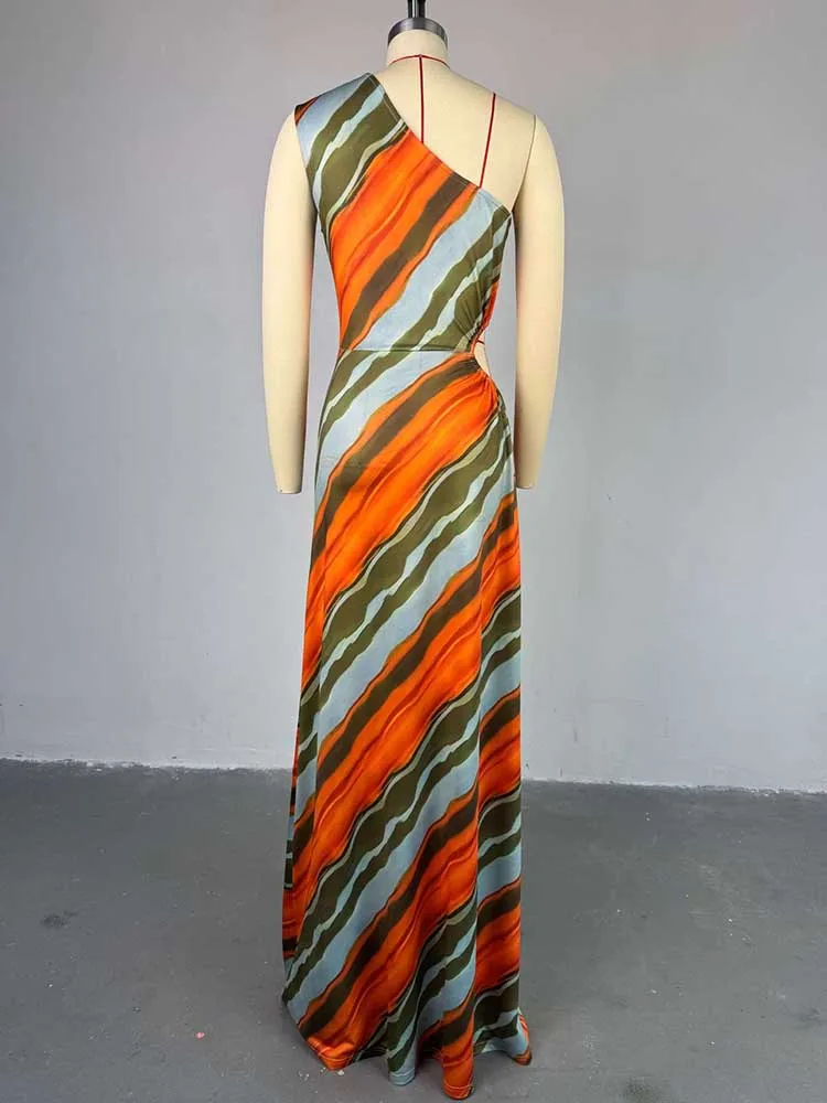 ملابس الصيف للنساء فستان بكم واحد قطع عالية الخصر فستان طويل مثير أنيق فستان بالجملة دروبشيبينغ