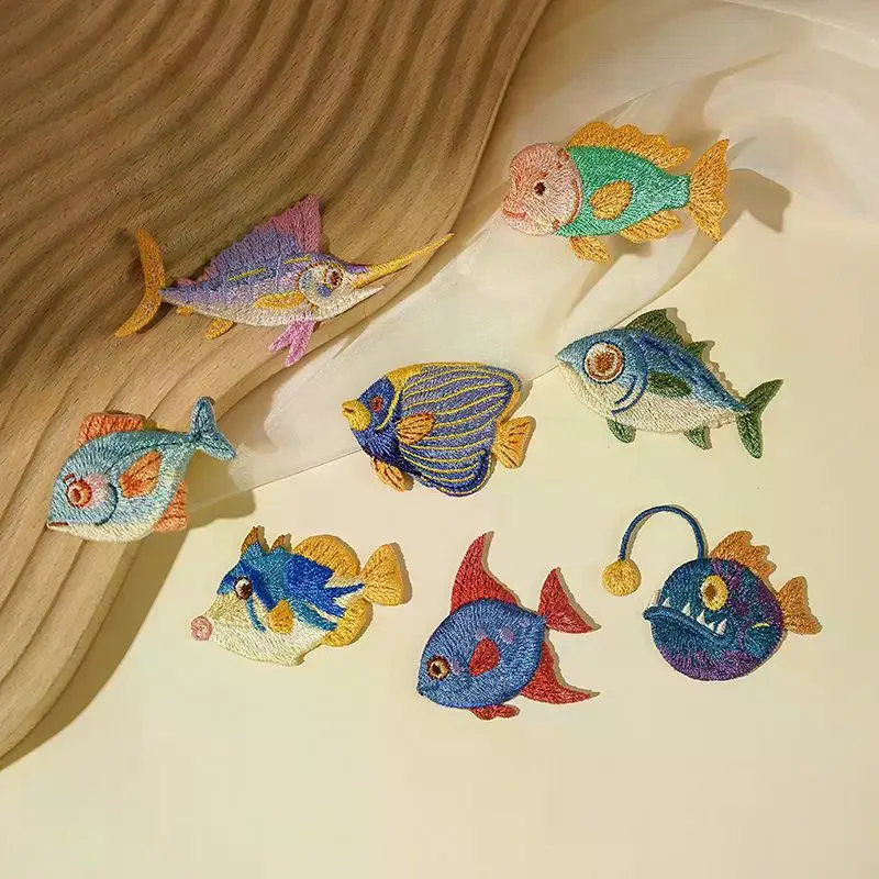 Summer Sea Fish Dolphin Jellyfish Children Iron-on Sew Embroidery Badge Patch DIY T-shirt Hat Backpack Clothing Applique Sticker