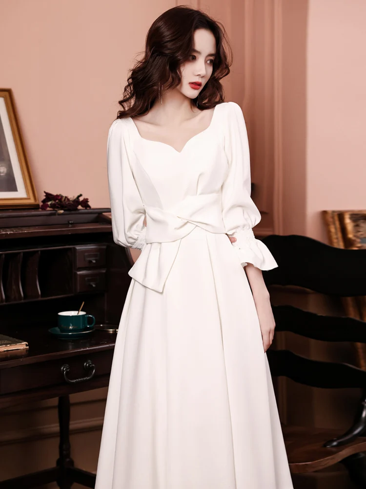 

Элегантное белое корейское платье для женщин: модное, роскошное, повседневное, с дизайном юбки-принцесса