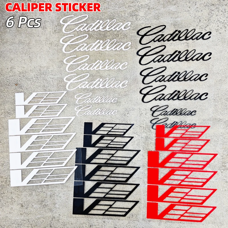 

6pcs Car Caliper Stickers Tire Brake Cover Vinyl Film Body Decals for Cadillac Escalade CTS DTS STS XTS ATS BLS CT5 CT6 XT5 XT6