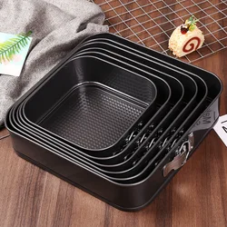 Carbon Steel Square Non-Stick Removable Bottom Cake Pan Set Bake Mould with Lock Device Bakeware Cake Molds Baking Accessories