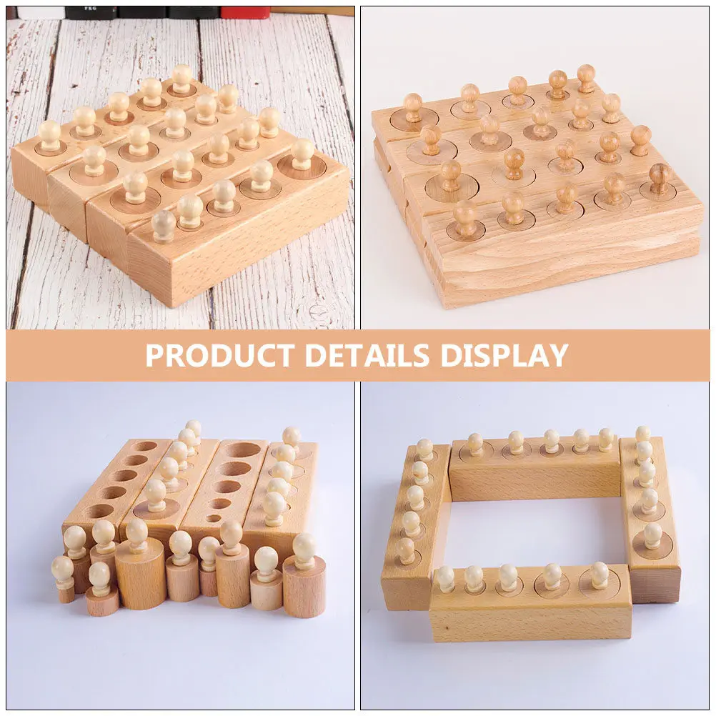 

1Set Kids Wooden Cylinder Blocks Educational Game Early Learning Parent Child Interaction Development Activity