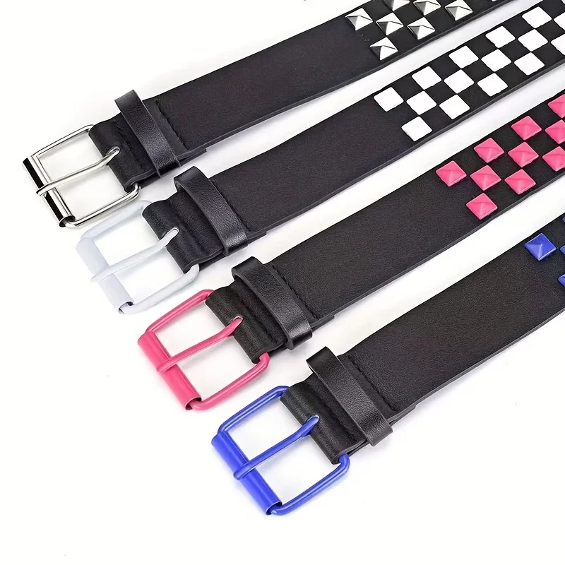 women Fashion Belt Color Pyramid Fashion Punk Belts Personalized Versatile Jeans Belt for Women