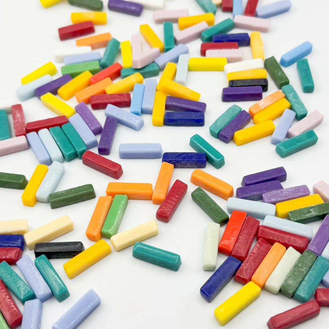 50 Piezas de Mosaico de Vidrio Rectangular de 2cm, Colorido, para Manualidades, Decoración Creativa