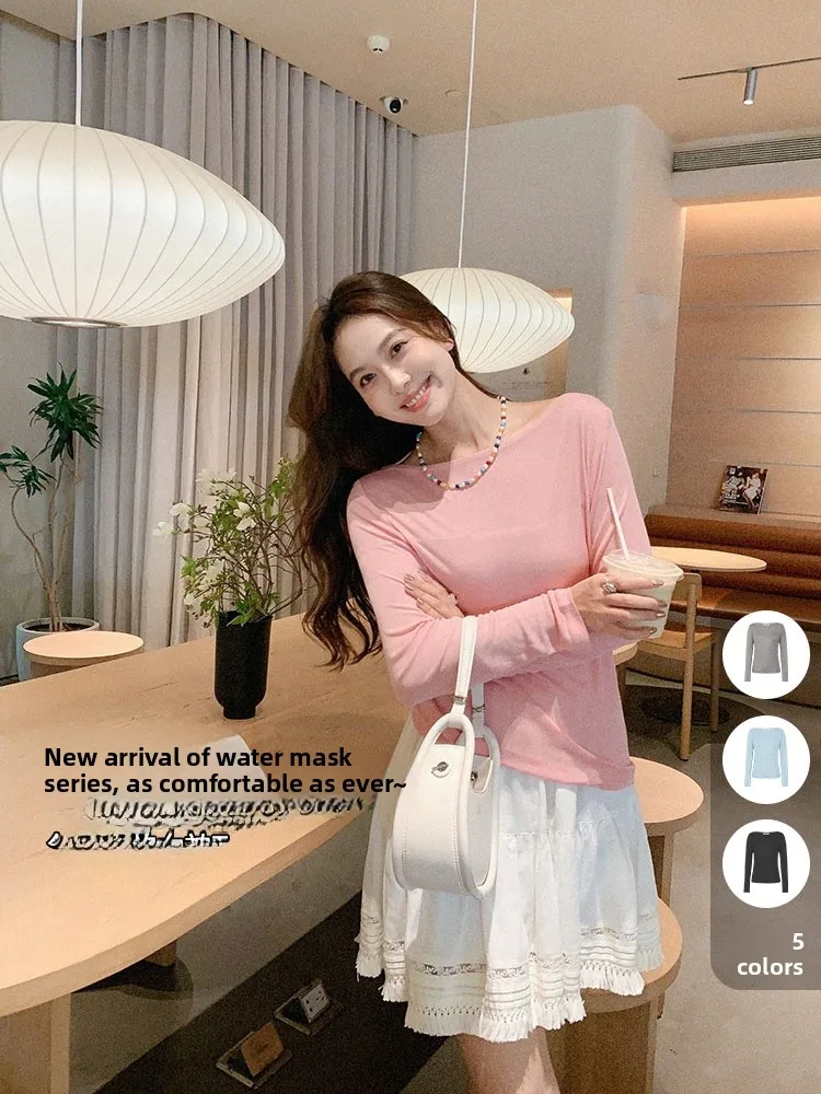 

Футболка Swan Ne Long Sve, смешанный шелк, водная маска на одно плечо, свободный крой, классический узор, чистый цвет