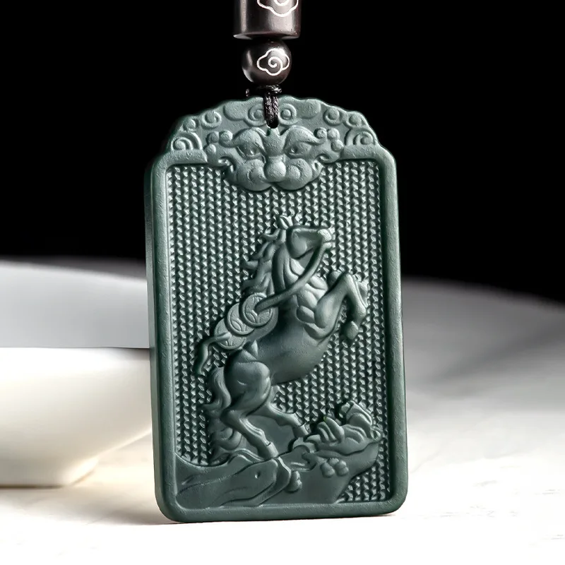 

Natural Old Material Hotan Jade Moyu Brand Money Twelve Zodiac Horse Pendant Men's Necklace Women's Jewelry Gifts Drop Shipping