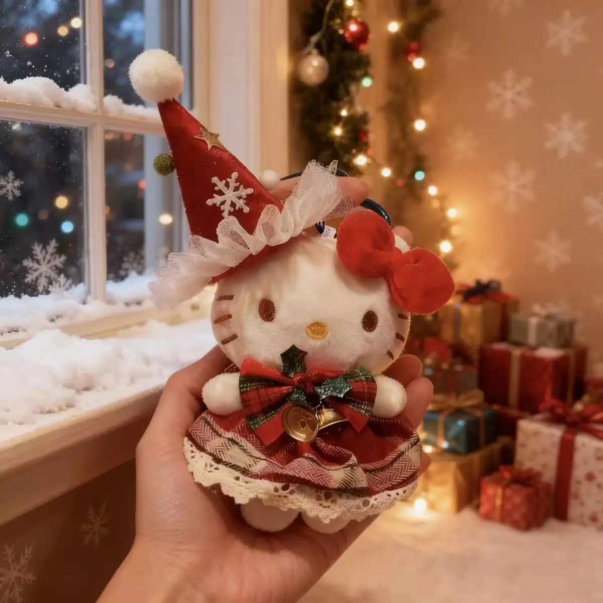 Sanrio Hello Kitty Niedlicher Cartoon Weihnachtsmann Herbst Winter Plüsch Schlüsselanhänger Paket Ornament Freund Mädchen Geburtstag Weihnachtsgeschenke