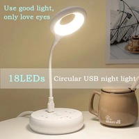18LEDs USB Direct Plug Portable Lamp Dormitory Bedside Lamp Eye Protection Student Study Reading Available Night Light Lighting