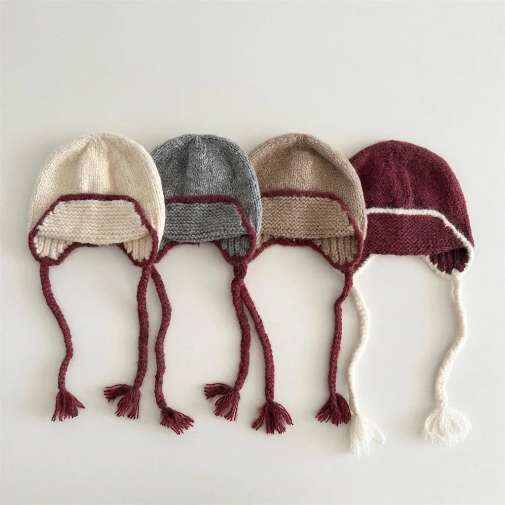Stylish Stretchable Kids Beanie Cap Breathable Cozy Ear Protection Hat Soft Girls' Warm Cap Autumn Winter