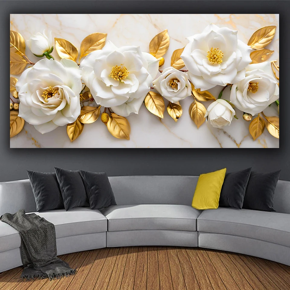 

Золотые, белые цветы, 5d алмазная живопись «сделай сам», новый подарок ручной работы 2025 года, вышивка крестиком, полная дрель, мозаика, вышивка для домашнего декора